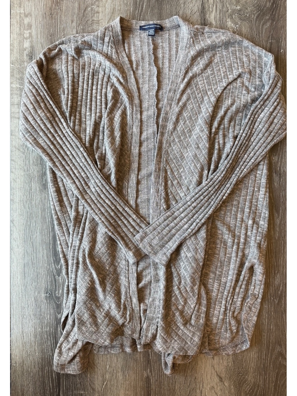 American Eagle Outfitters Women’s M Gray Ribbed Open Front Cardigan Long Sleeve